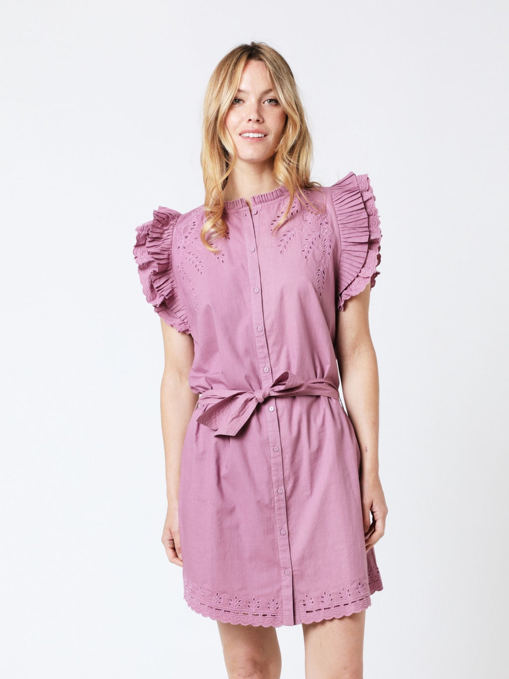 Berenice - Robe Courte Unie Brod Epaules - Parma