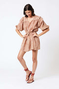 Berenice - Robe Courte Imp Ceinture - Orange Paisley