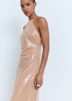 Vestido Lentejuelas Con Cuello Halter