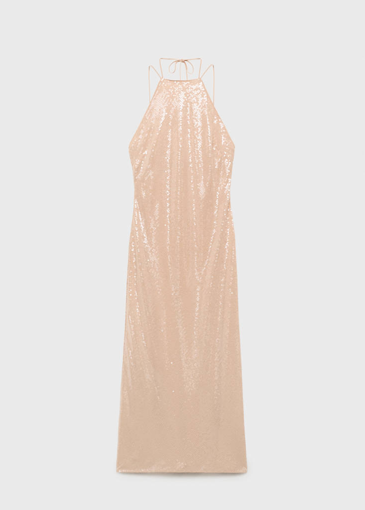 Vestido Lentejuelas Con Cuello Halter
