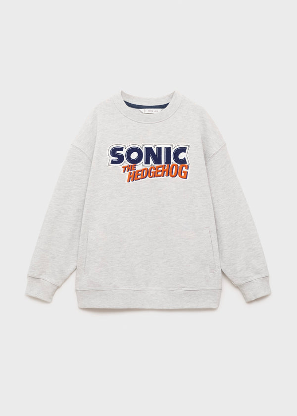 Sweat Sonicthe Gris Moyen Chiné - Garçon