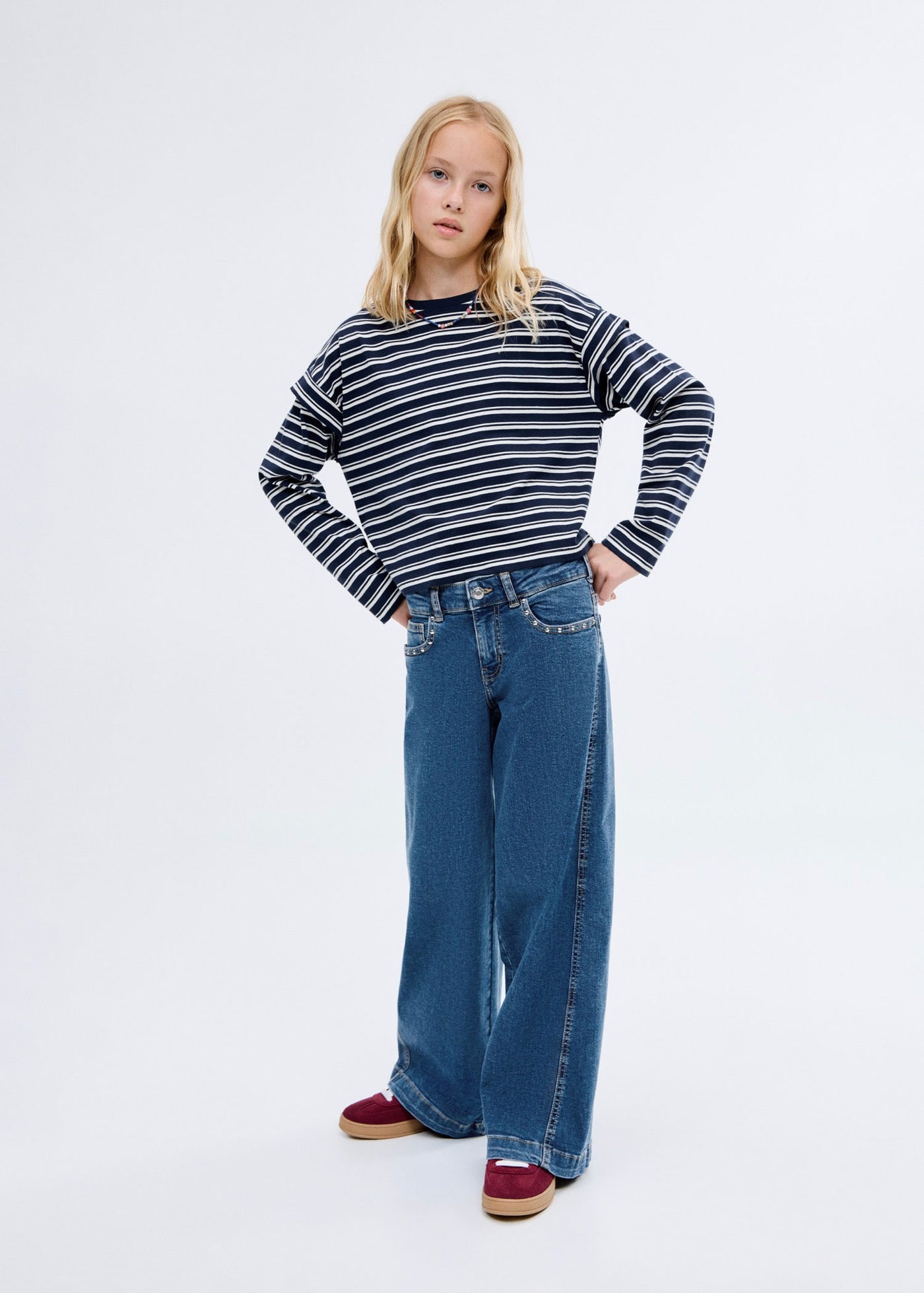 T-Shirt Shouldr Bleu Marine - Fille