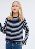 T-Shirt Shouldr Bleu Marine - Fille