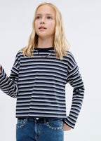 T-Shirt Shouldr Bleu Marine - Fille