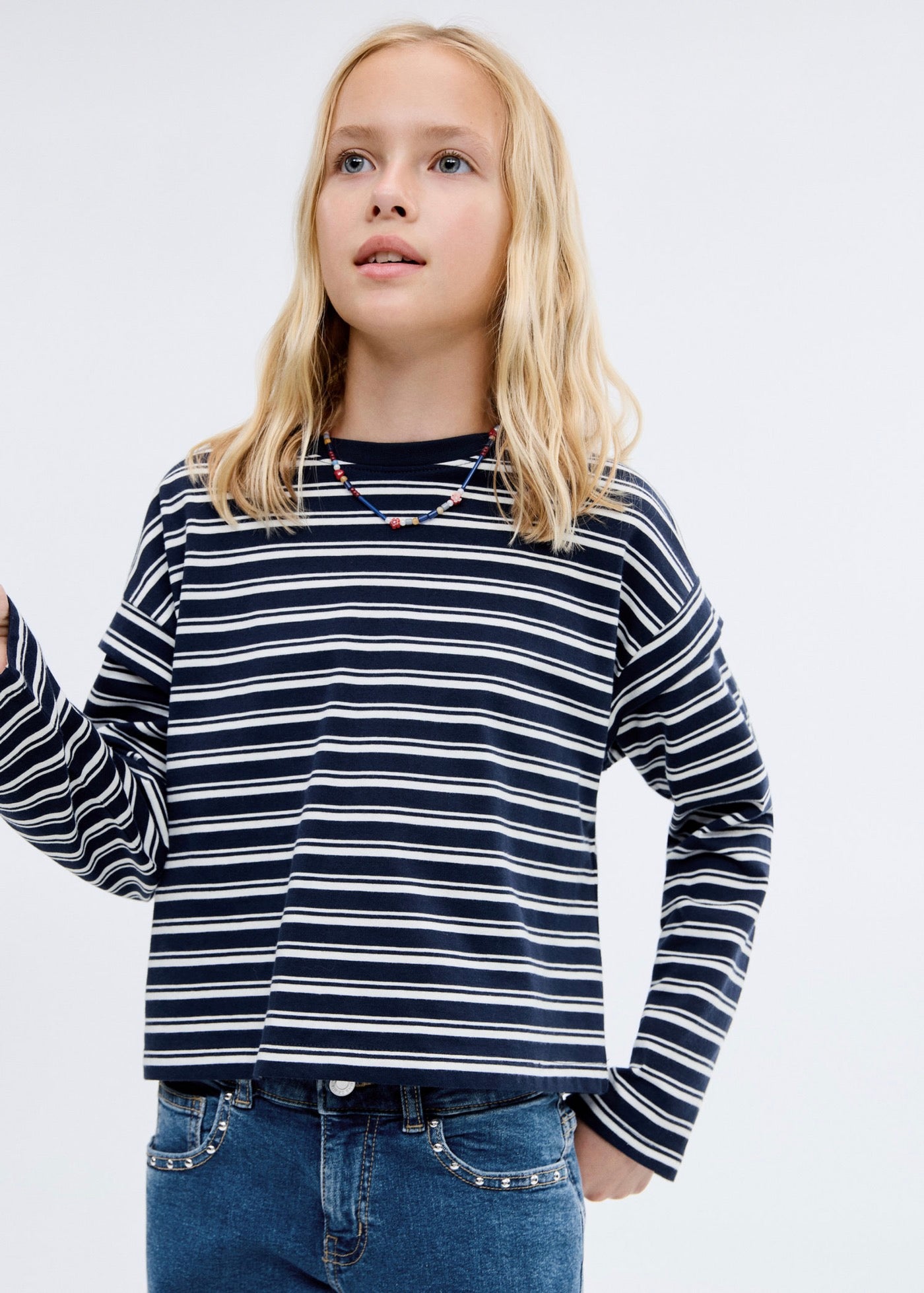 T-Shirt Shouldr Bleu Marine - Fille