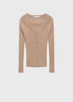 Ribstrikket pullover med V-hals