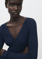 Ribbed V-Neck Jumper