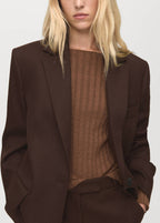 Rippstrickpullover mit U-Boot-Ausschnitt