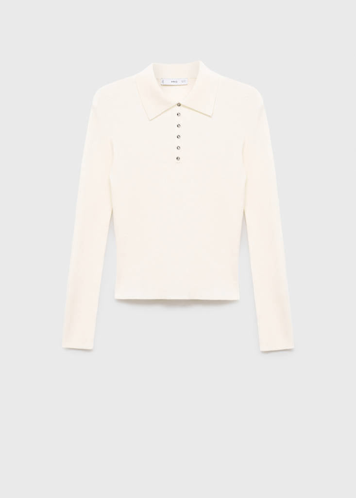Jersey De Punto De Canalé Con Cuello Polo