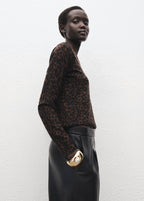Rippstrickpullover mit Leopardenmuster