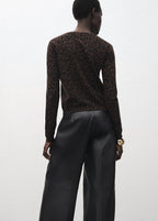 Rippstrickpullover mit Leopardenmuster