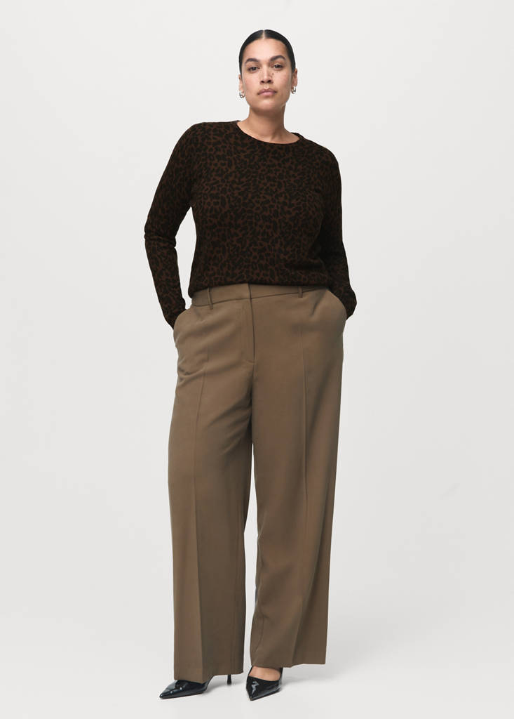 Rippstrickpullover mit Leopardenmuster