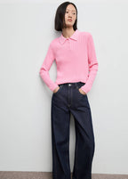 Rippstrick-Pullover Mit Polokragen