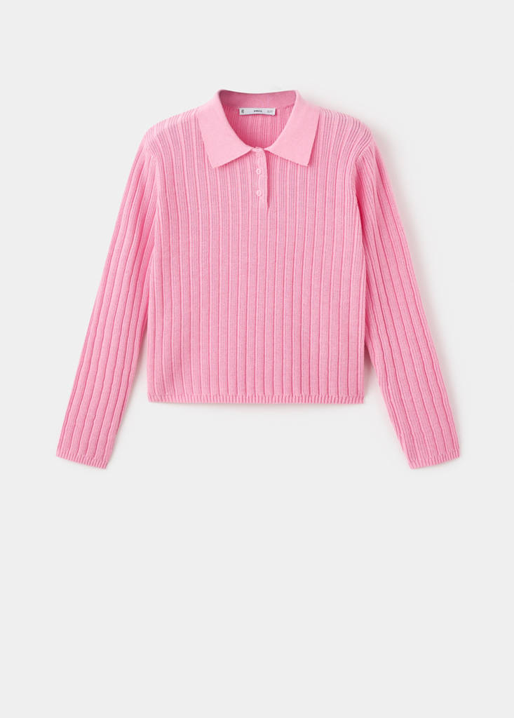 Rippstrick-Pullover Mit Polokragen