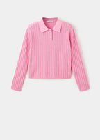 Rippstrick-Pullover Mit Polokragen