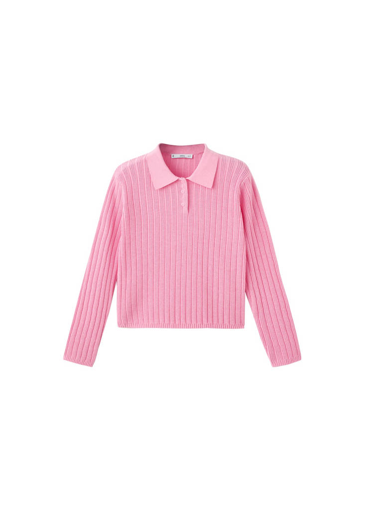 Rippstrick-Pullover Mit Polokragen