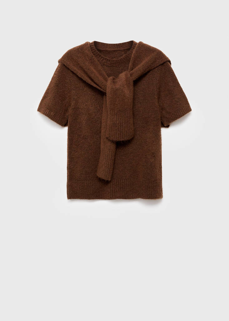 Kortærmet striktrøje i kombineret design