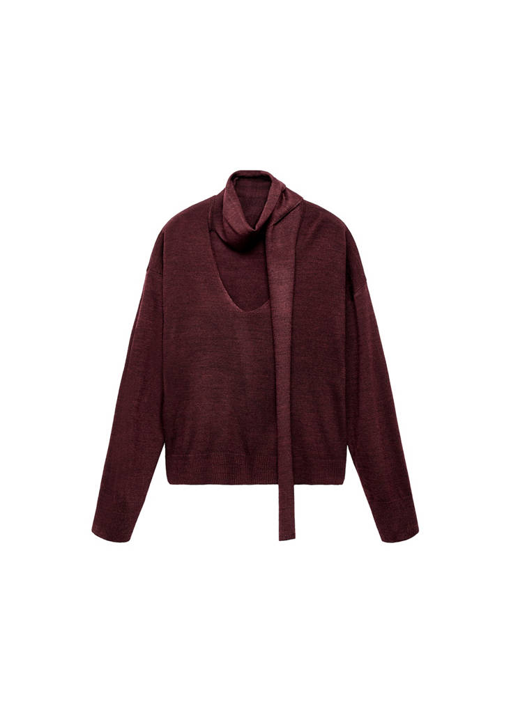 Maglione con scollo a V e foulard
