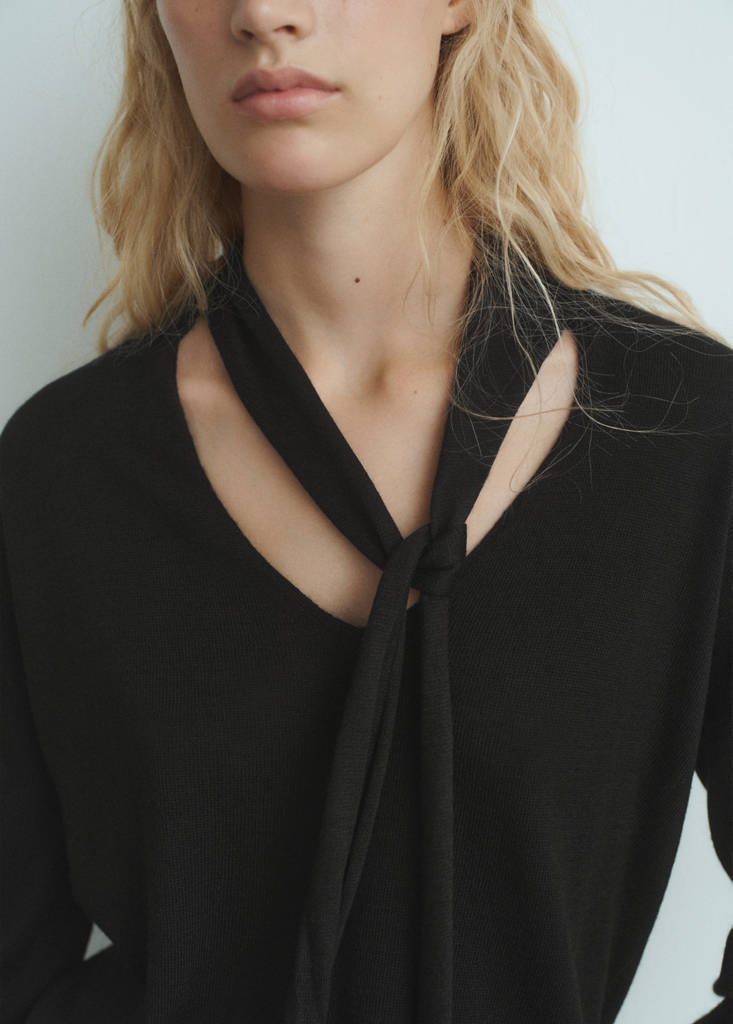 Pullover Mit V-Ausschnitt Und Schal-Detail