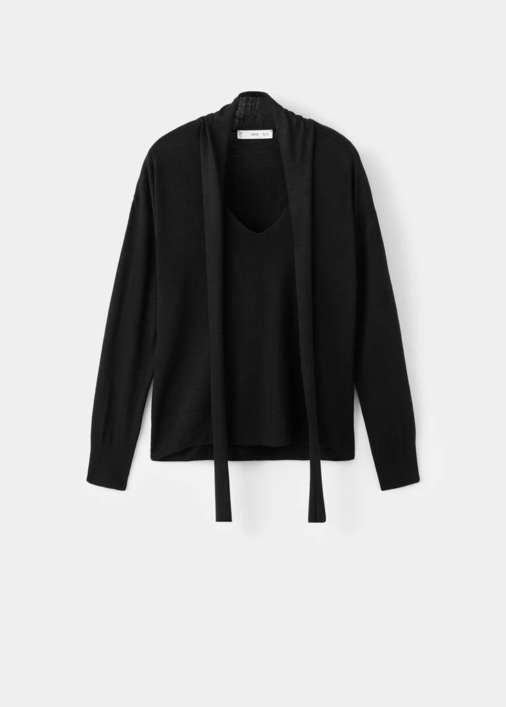 Pullover Mit V-Ausschnitt Und Schal-Detail
