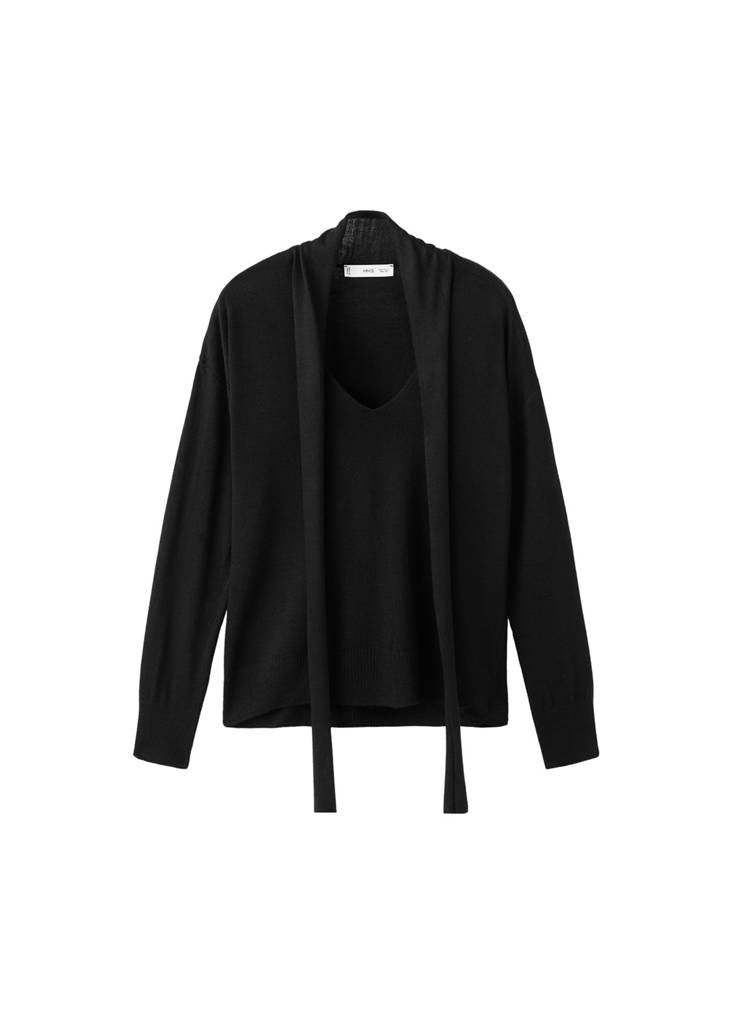 Pullover Mit V-Ausschnitt Und Schal-Detail