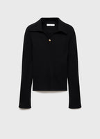 Sweter prążkowany z ozdobnym guzikiem