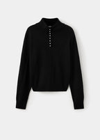 Pullover mit geknöpftem Stehkragen