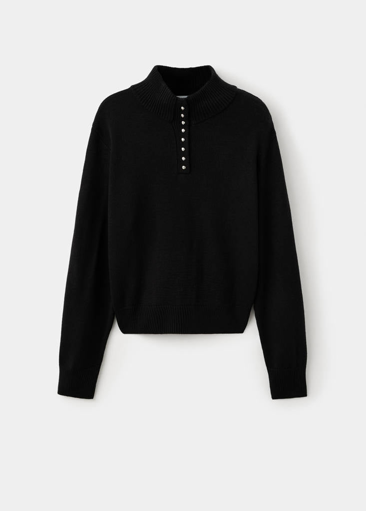 Pullover mit geknöpftem Stehkragen