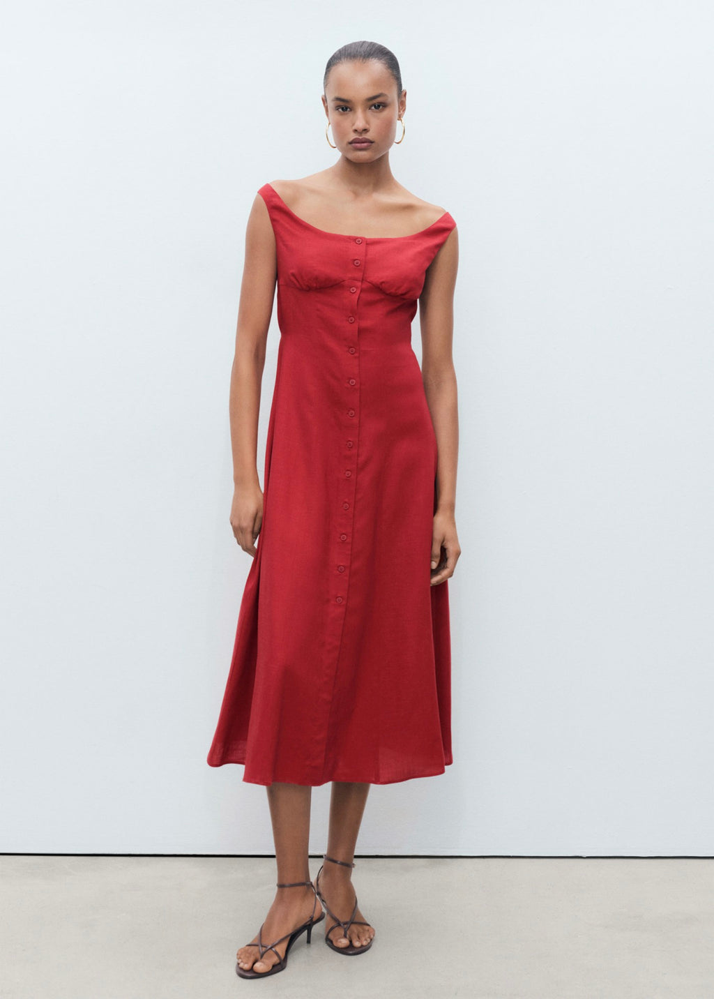 Robe En Lin Mélangé À Boutons