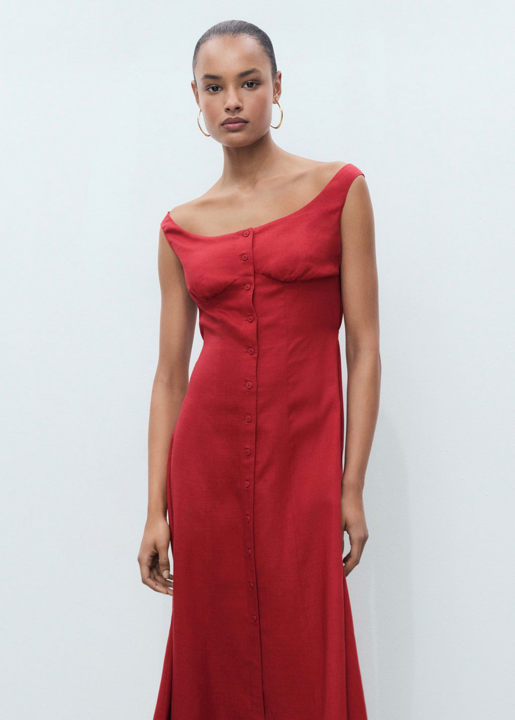 Robe En Lin Mélangé À Boutons