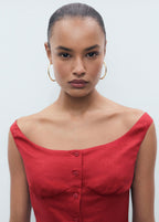 Robe En Lin Mélangé À Boutons