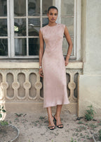 Jacquard-Kleid mit Blumenmuster in Satin-Optik