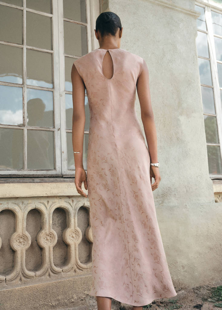 Jacquard-Kleid mit Blumenmuster in Satin-Optik