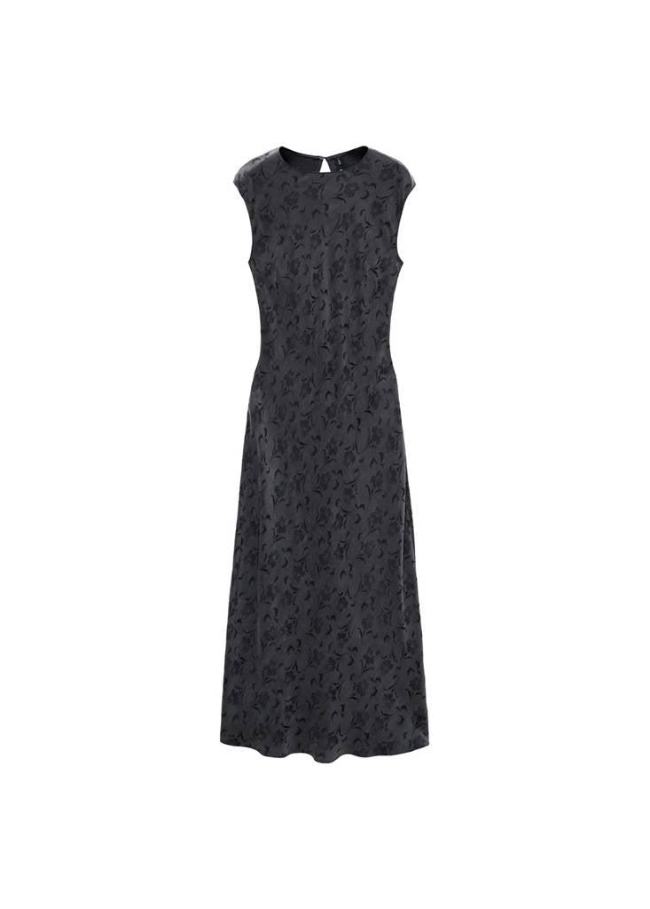 Vestido Jacquard Floral Satinado