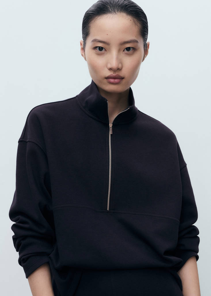Sweatshirt Med Høj Krave Og Lynlås