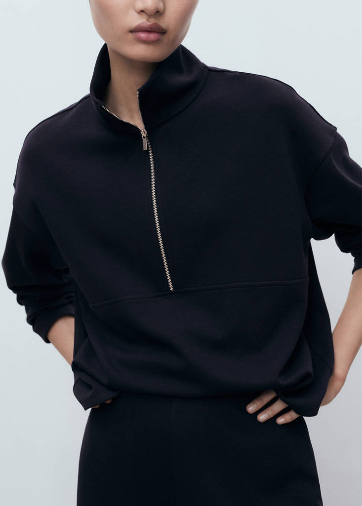 Sweatshirt Med Høj Krave Og Lynlås