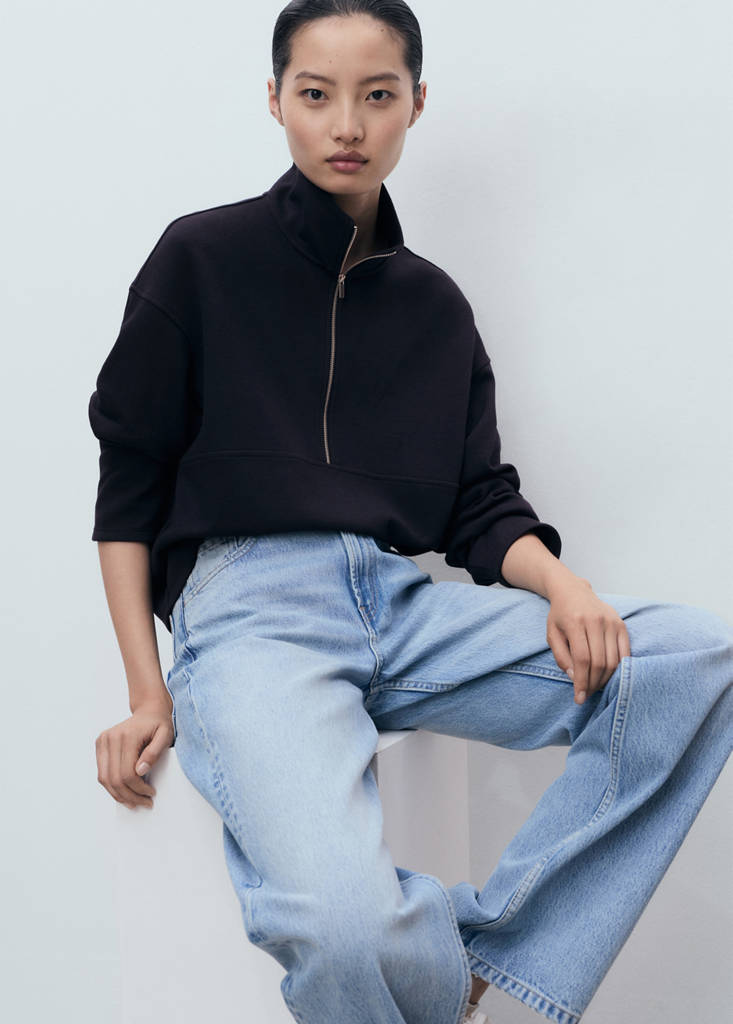 Sweatshirt Med Høj Krave Og Lynlås