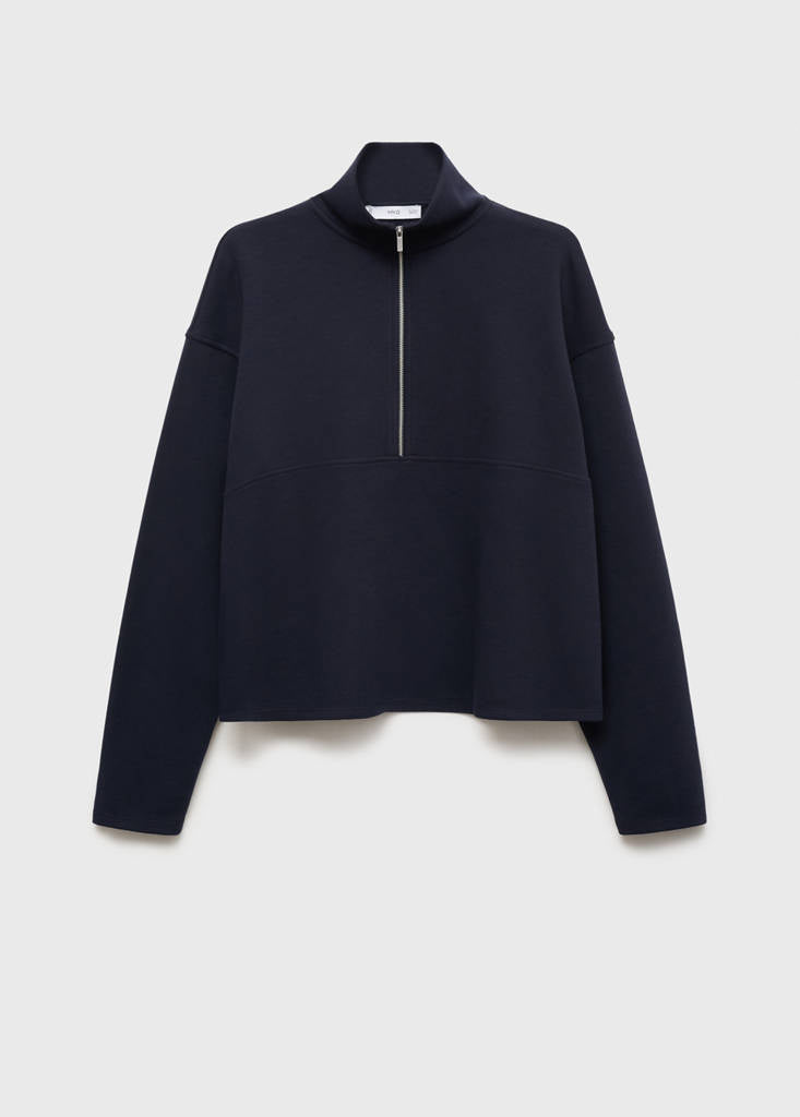 Sweatshirt Med Høj Krave Og Lynlås