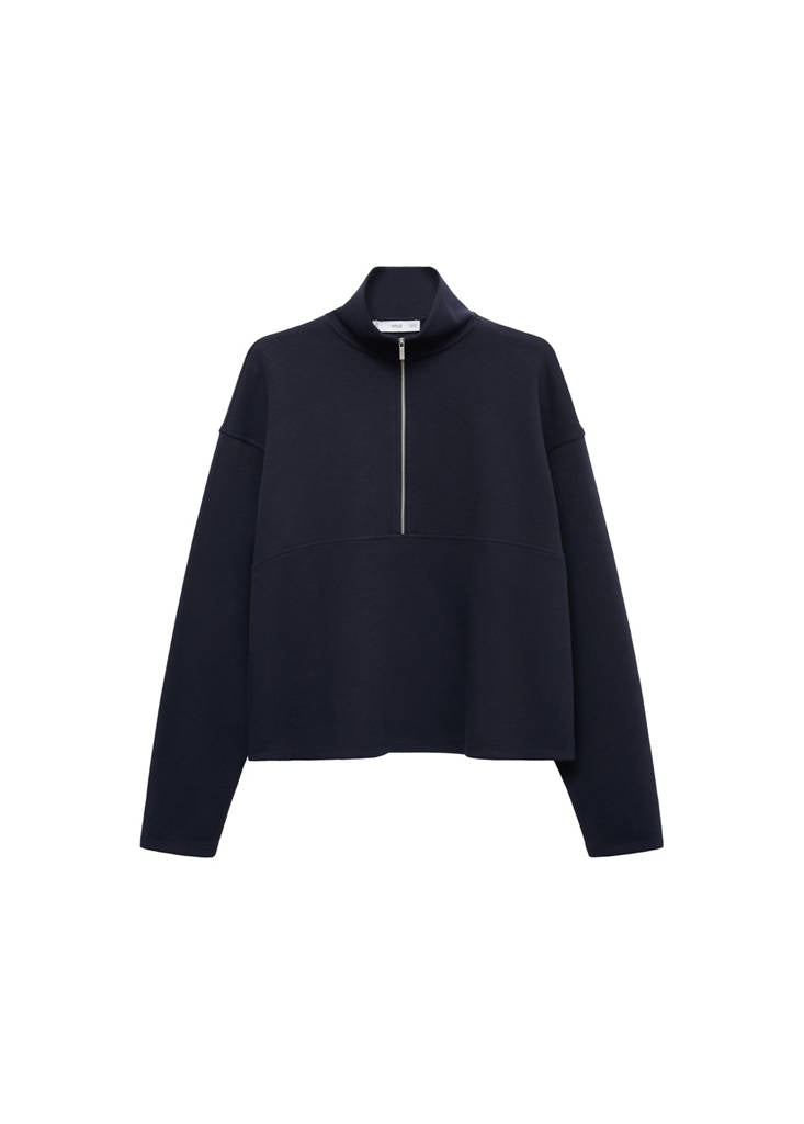 Sweatshirt Med Høj Krave Og Lynlås