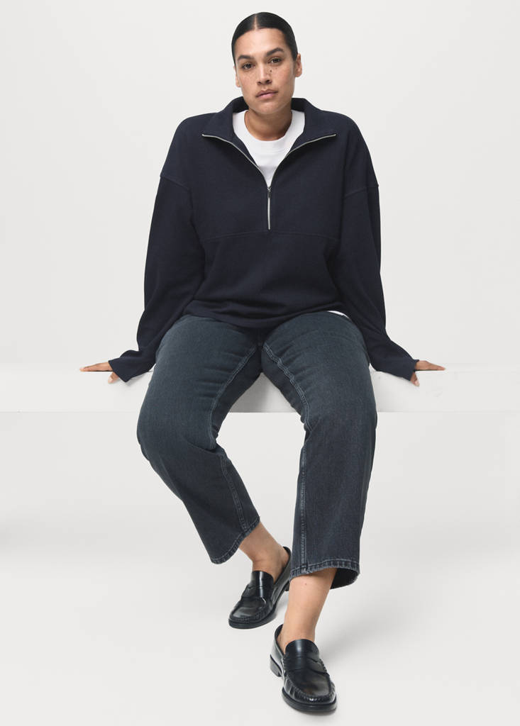 Sweatshirt Med Høj Krave Og Lynlås