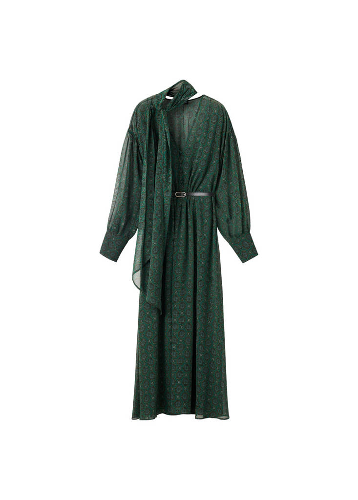 Bedrucktes Kleid Mit Schal