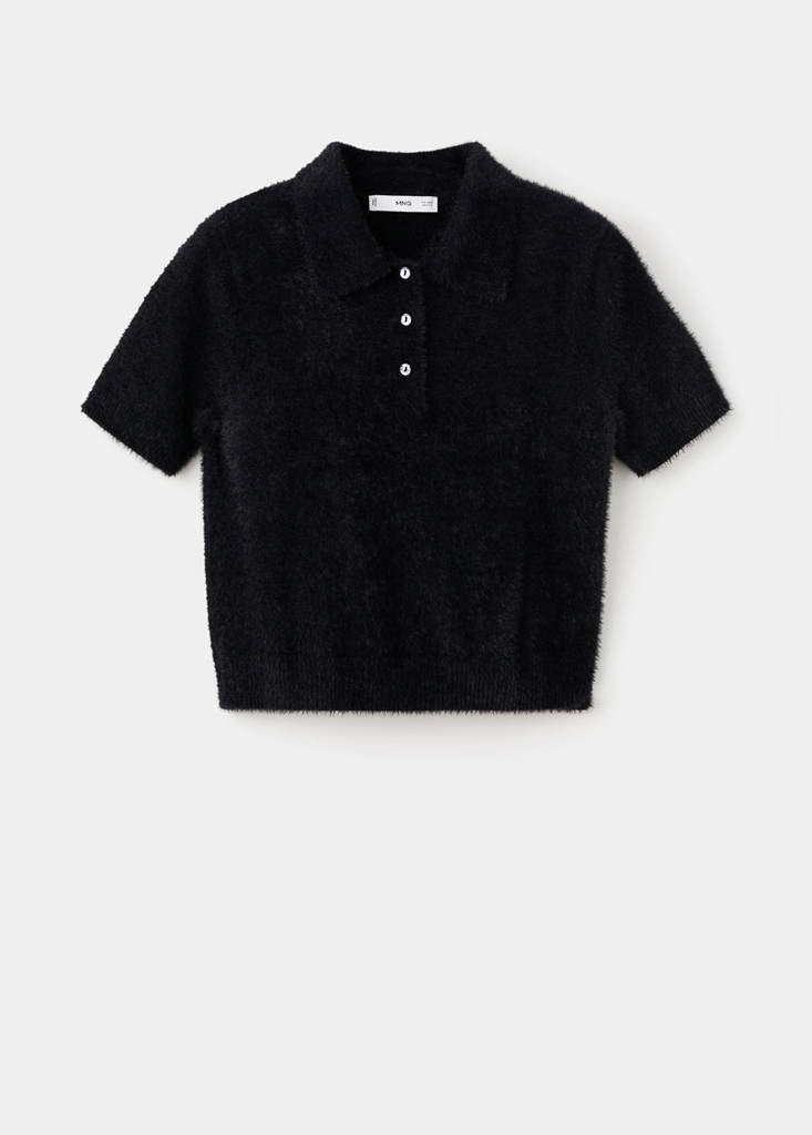 Pull Effet Fourrure À Col Polo