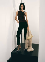 Asymmetric Neck Top with Metallic Detail