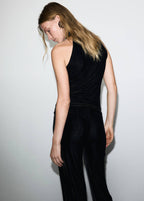 Top Velours Col Halter Brandebourg