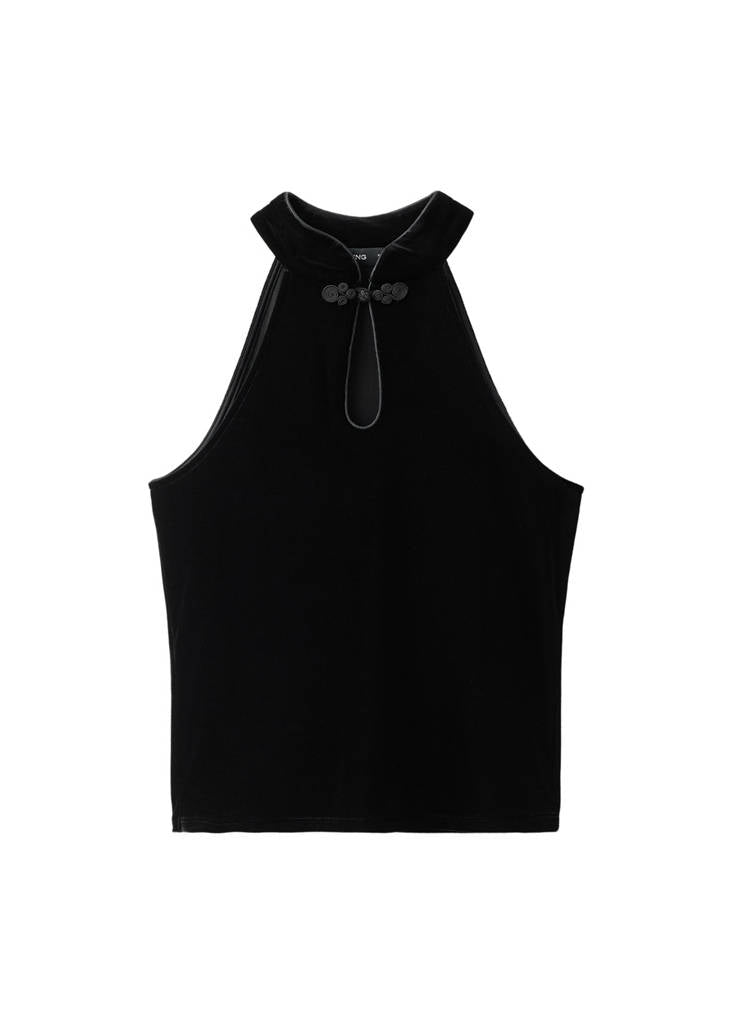 Top Velours Col Halter Brandebourg