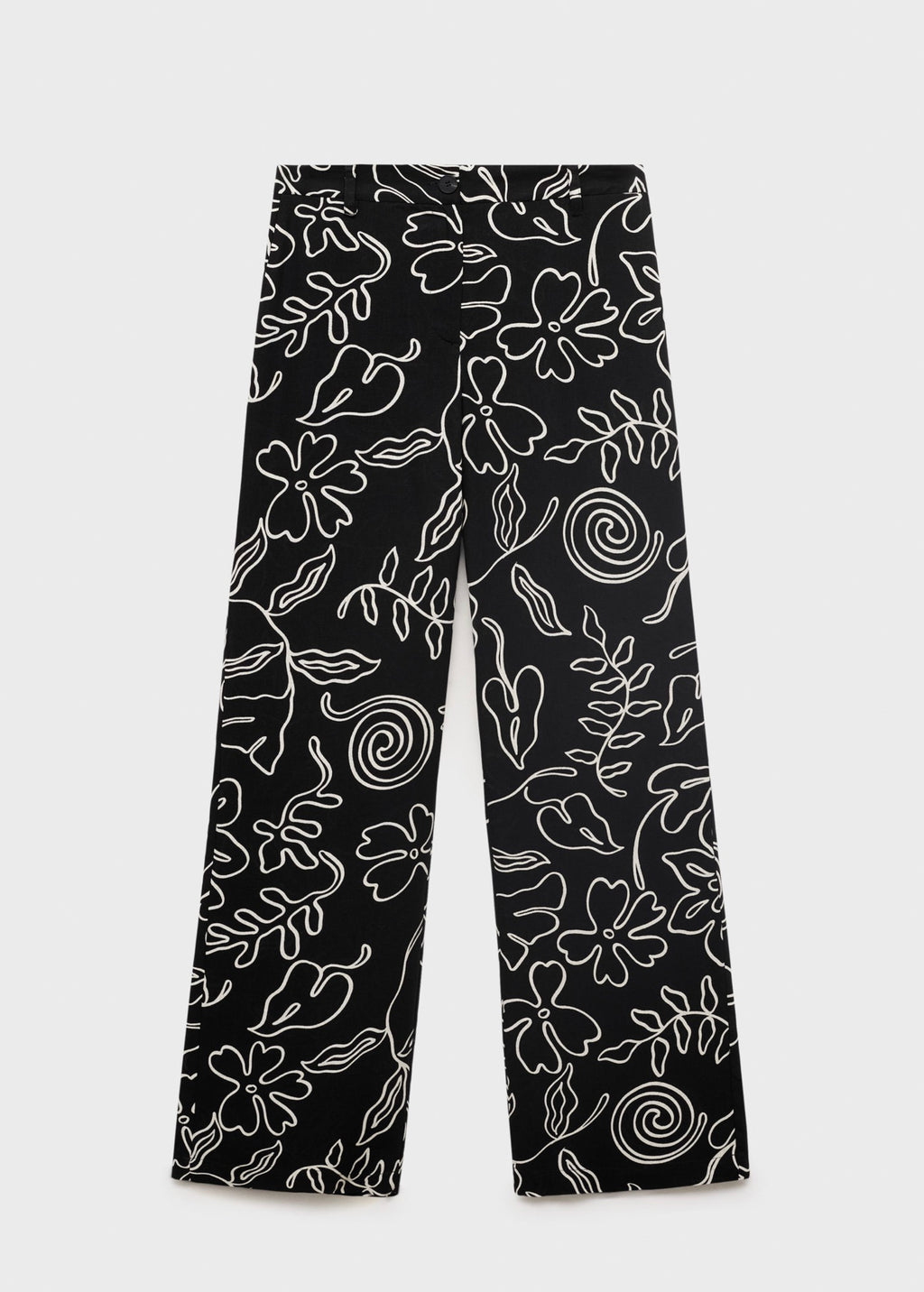 Pantalon Lin Mélangé Imprimé À Fleurs