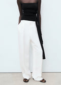 Pantalon Mélange De Lin Pinces