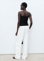 Pantalon Mélange De Lin Pinces