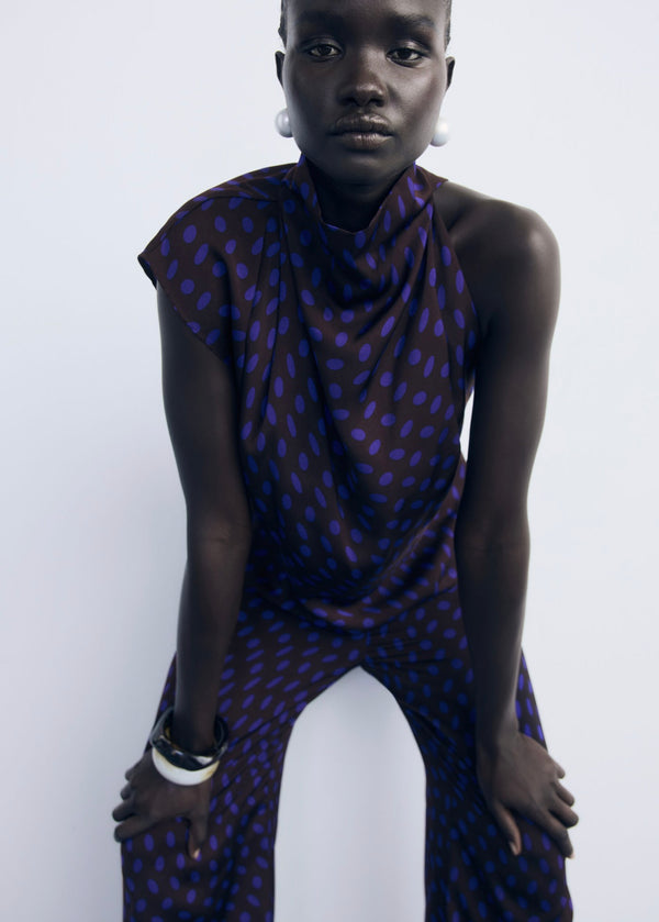 Cowl Neck Polka Dot Blouse