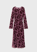 Abito Jacquard Floreale con Maniche a Campana
